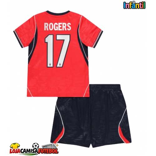Camisa de Futebol Inglaterra Morgan Rogers #17 Equipamento Secundário Infantil Mundo 2026 Manga Curta (+ Calças curtas)